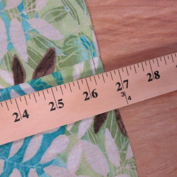 CHRISTOPHER & BANKS Linen Blend Midi Skirt Womens Size 14 Blue Green Leaf Print - Picture 12 of 12